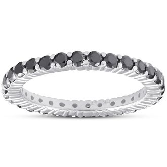 Pompeii3 1 Ct Black Diamond Eternity Ring 14k White Gold