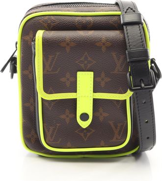 Louis Vuitton Black Brown Green Coated Canvas Leather Handbag Shoulder Bag (Pre-Owned)