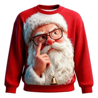 Generic Christmas Jumpers for Men UK 3D Santa Novelty Knitted Xmas Jumpers Men Sweater Rude Christmas Jumper Crew Neck Long Sleeve Jumper Tops Funny Ugly Mens