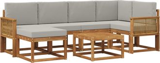 vidaXL Conjunto De Sof&aacute;s De Exterior 7 Uds. Natural Y Gris Claro Vidaxl