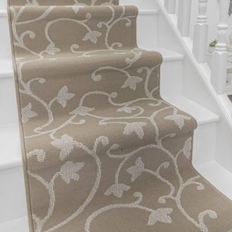 Runrug Stair Runner Carpet for Staircases - Soft & Comfy, 9mm - Vines in Beige | Size: 60 cm x 720 cm