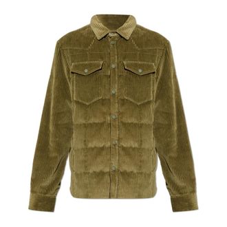 Moncler Down Jackets, male, Green, Size: XL Gelt Corduroy Down Shirt Jacket