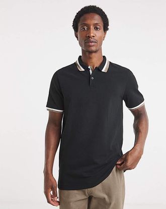 Jacamo Tipped Pique Polo Long