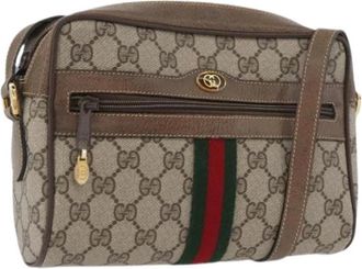 Gucci Pre-owned Cross Body Bags, female, Beige, Size: ONE SIZE Pre-owned Vintage GG Canvas Shoulder Bag