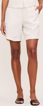DL1961 Taylor High Waist Mid Thigh Linen Trouser Shorts in Flax Linen at Nordstrom Rack, Size 25