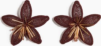 H&M Grosse, bl&uuml;tenf&ouml;rmige Ohrringe - Brown