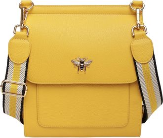 Alice Wheeler Large Bloomsbury Crossbody Bee Bag with striped strap (Mustard)