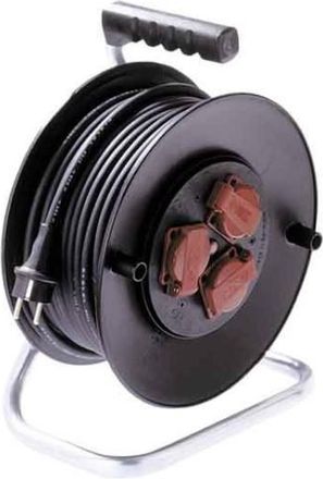 Bachmann Enrollador De Cable Bachmann Negro 25 Metros 3 Tomas