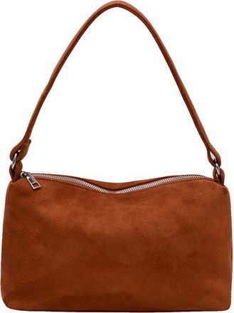 Generic Suede Square Bag Retro Shoulder Bag Simple Underarm Bag Commute Handbag (Brown)