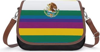 Generic Mexico Rainbow Flag Gay Crossbody Bags for Women Shoulder Messenger Bag Purse Handbags