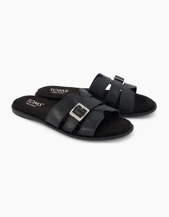 Toms Womens TOMS Sol Mule Leather Womens Black Sandals - Size: 3