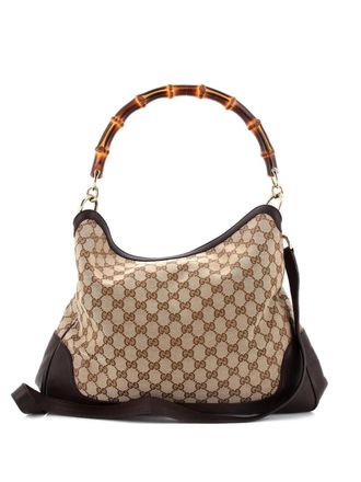 Gucci Diana Bamboo Shoulder Bag GG Canvas Medium hobo bag - Marrone