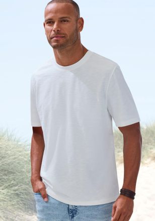 John Devin T-Shirt JOHN DEVIN, Herren, Gr. 4XL (68/70), creme, Jersey, Obermaterial: 60% Baumwolle, 40% Polyester, regular fit, Rundhals, abgesteppte Kante, Shir