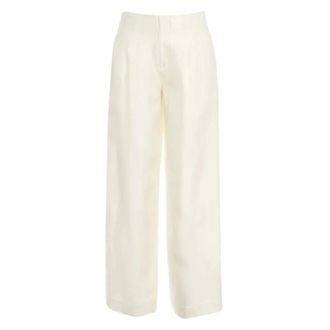 Staud Pierre Pant - Dames - Wijde Broeken - Wit - XS - Wol - Broeken