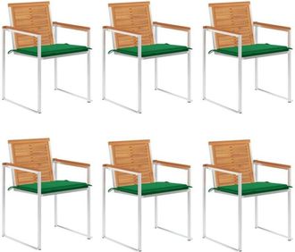 vidaXL Vidaxl - Sillas De Jard&iacute;n Y Cojines 6 Unidades Madera Maciza De Acacia