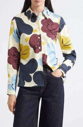 Marimekko Spontanni Kuksta Print Shirt in Yellow Blue Dk Blue at Nordstrom, Size 40