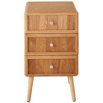 Calicosy Comodino con 3 cassetti e frontali effetto lamelle H71 cm - ava