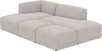 Rendez-Vous D&eacute;co Sof&aacute; modular de esquina izquierda, tela beige 4 plazas, 2 pufs