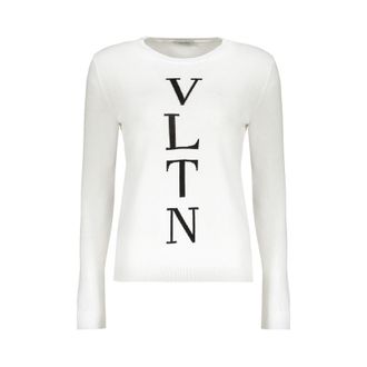 Valentino WomenS White Cotton Logo Sweater, Size 40