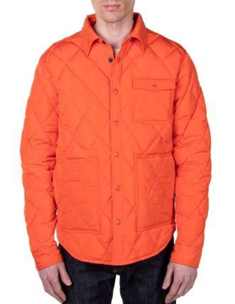 Schott NYC Down-Filled Quilted Shirt Jacket In Orange