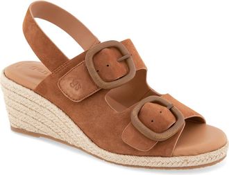 Gentle Souls Greca Espadrille Slingback Platform Wedge Sandal in Luggage Suede at Nordstrom, Size 6.5