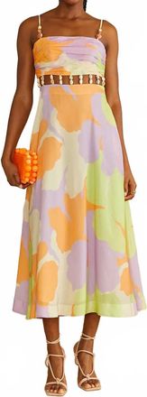 AMUR Womens Georgie Beaded Waist Midi Dress In Colorblock