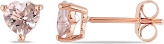 Amour Heart-cut Morganite Solitaire Stud Earrings In 10K Rose Gold