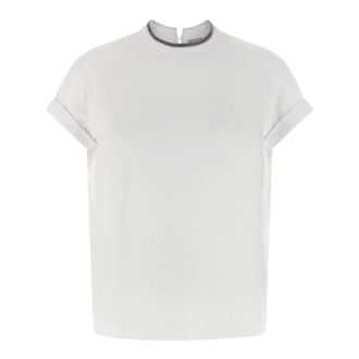 Brunello Cucinelli T-shirt with Monile Detail - female - Brunello Cucinelli - Blouses - White - L - Blouses & Shirts