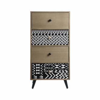 Mobili Rebecca Mesita de noche de estilo escandinavo con 2 cajones de madera marr&oacute;n