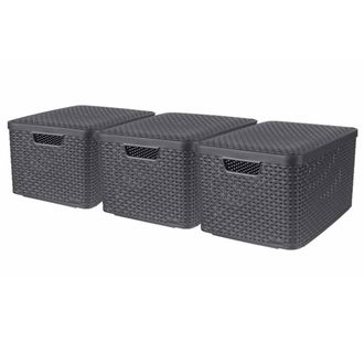 Curver Cajas De Almacenaje Con Tapa Style 3 Unidades L Gris Antracita Curver