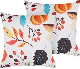 Beliani Conjunto De 2 Cojines De Terciopelo Multicolor 45 X 45 Cm Oto&ntilde;al Relleno Viscaria