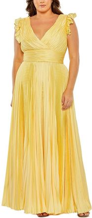 Mac Duggal Plus Flutter Sleeve Pleated A-Line Dress