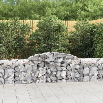 Berkfield Home Arched Gabion Baskets 7 pcs 300x50x60/80 cm Galvanised Iron in Silver