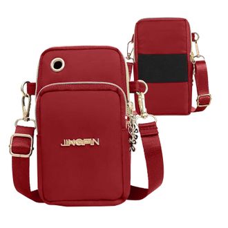 Generic Womens mini crossbody bag, with 3 separate pockets, Red, Fashionable