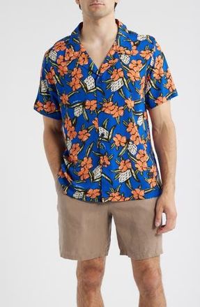 BOSS Beach Camp Shirt in Medium Blue at Nordstrom Rack, Size Xx-Large