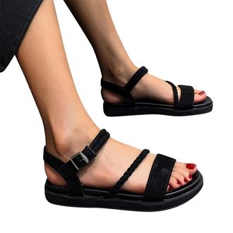 Generic Cocila Sandals For Women Size 5 With Open Platform Buckle Summer Color WomenS Toe Casual Solid Black, 5.5 Wide Feet Fit 6 Wedge 8 Wedges Flat Navy Bla