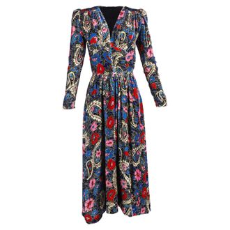 Isabel Marant Moyranid Floral-Print Midi Dress in Multicolor Velvet