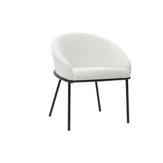 Miliboo Silla De Dise&ntilde;o De Terciopelo Chenilla Beige Y Metal Negro Jenna