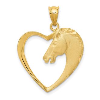Diamond2Deal 14k Yellow Gold Horse In Heart Pendant