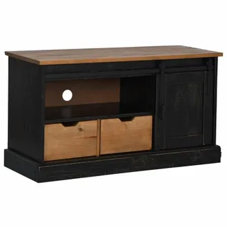 vidaXL Vidaxl - Mueble De Tv Halden Con Puerta Corredera Negro 110x40x60 Cm