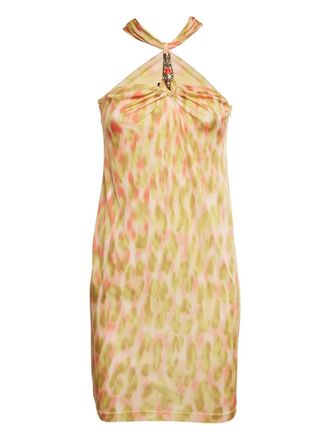 Cavalli halterneck printed mini dress - Neutrals