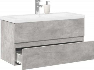 vidaXL Set Muebles De Ba&ntilde;o 2 Piezas Madera Contrachapada Gris Hormig&oacute;n Vidaxl