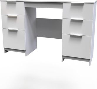 Welcome Furniture Paris Ready Assembled Double Pedestal Desk with 6 Drawers - White Matt & White - Welcome Furniture | TJ Hughes