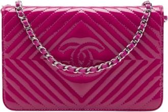 Chanel Pre-owned Wallet on Chain - Dames - Vintage Schoudertas - Roze - ONE Size - Leer - Vintage