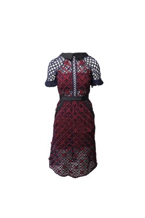 Self Portrait Floral Grid Midi Dress in Multicolor Polyester