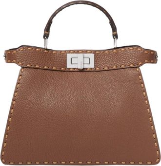 Fendi Tassen, Dames, Bruin, ONE Size, Leer, Peekaboo ISee U Small