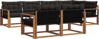 vidaXL Conjunto De Sof&aacute;s De Exterior 7 Uds. Natural Y Negro Vidaxl