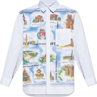 Comme Des Gar&ccedil;ons Shirt met kleurrijke print - Heren - Casual Overhemden - Wit - L - Katoen - Overhemden
