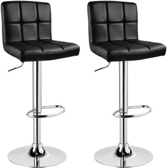 Woltu Woltu Lot De 2 Tabouret De Bar En Cuir Artificiel, Si&egrave;ge Bien Rembourr&eacute;, Tabouret De Bar Pivotant, Ajustable En Hauteur, Noir