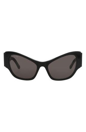 Balenciaga 58mm Cat Eye Sunglasses in Black Black Grey at Nordstrom Rack